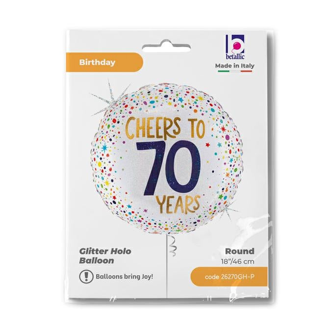 18"/Ø46cm Folienballon "Cheers to 70 Years"