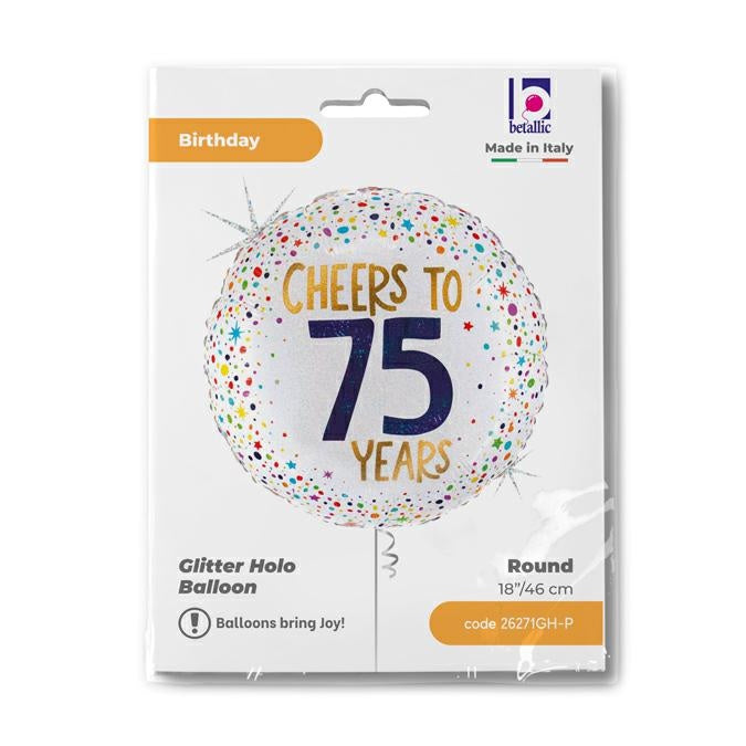 ABC18 Folienballon "Cheers to 75 Years" | Ø 45 cm