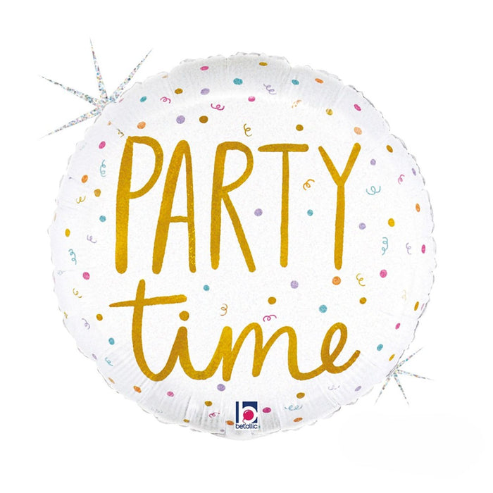18"/Ø46cm Folienballon "Party time" Holografisch