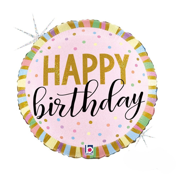 18"/Ø46cm Folienballon Happy Birthday - It`s your day Holo