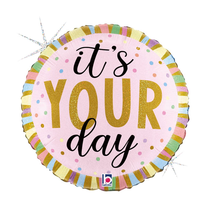 18"/Ø46cm Folienballon Happy Birthday - It`s your day Holo