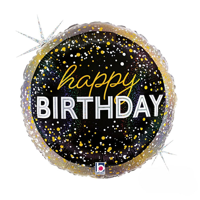 18"/Ø46cm Folienballon Happy Birthday - Let`s Party Holog