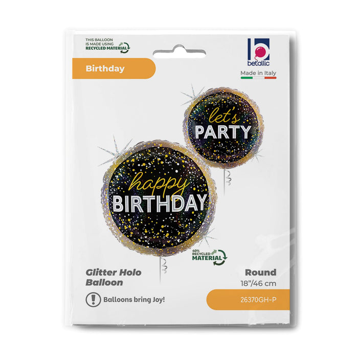 18"/Ø46cm Folienballon Happy Birthday - Let`s Party Holog
