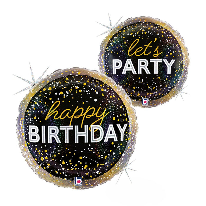 18"/Ø46cm Folienballon Happy Birthday - Let`s Party Holog