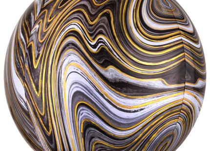 ABC 3D Orbz Folienballon "Marblez" Schwarz Gold | 38 x 40 cm