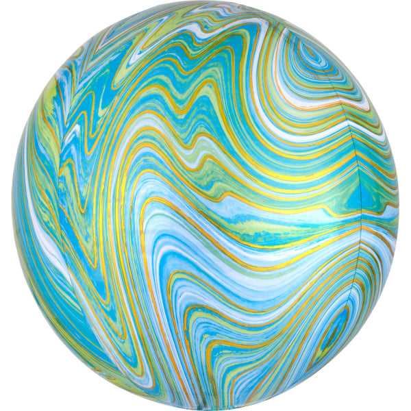 ABC 3D Orbz Folienballon "Marblez" Blau Grün | 38 x 40 cm