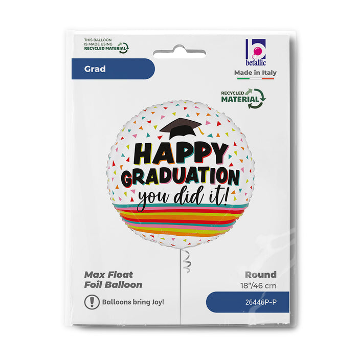 ABC18 Folienballon "Happy Graduation" | Ø 46 cm