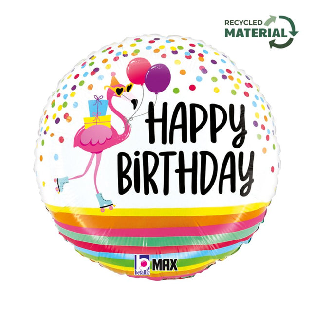 ABC18 Folienballon Flamingo "Happy Birthday" | 46 cm