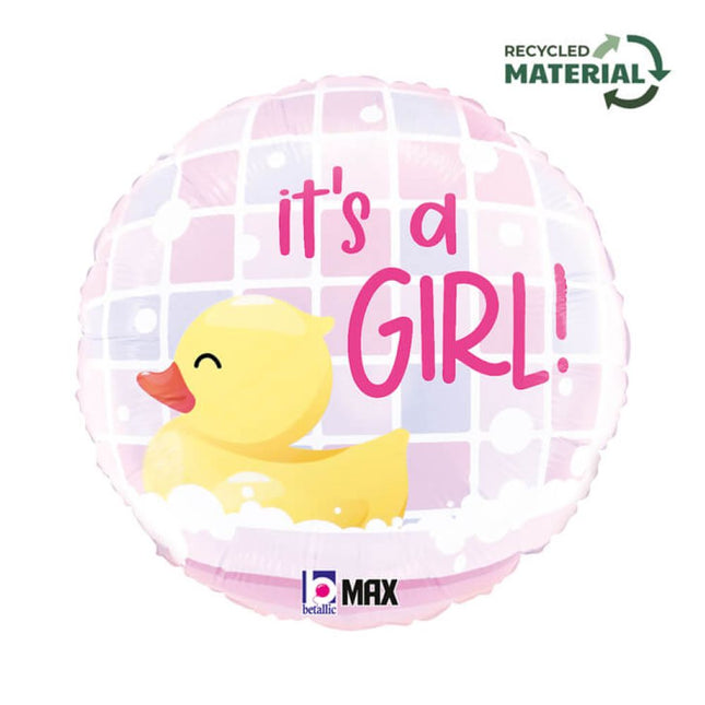 ABC18 Folienballon Ente "It´s a Girl" | 46 cm
