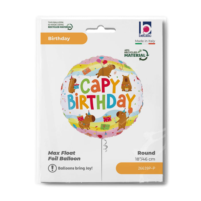 18"/Ø46cm Folienballon Capybara Birthday