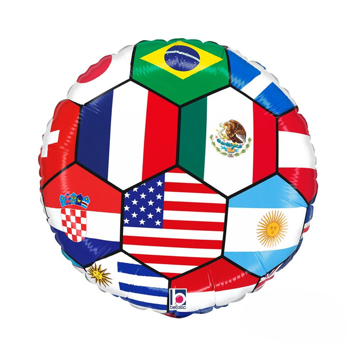 18"/Ø46cm Folienballon Fußball Länder