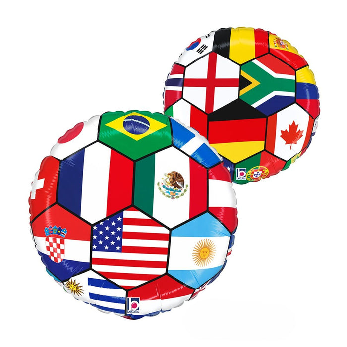 18"/Ø46cm Folienballon Fußball Länder