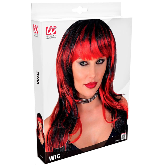 Damen Perücke "Vampirin" | Schwarz/Rot