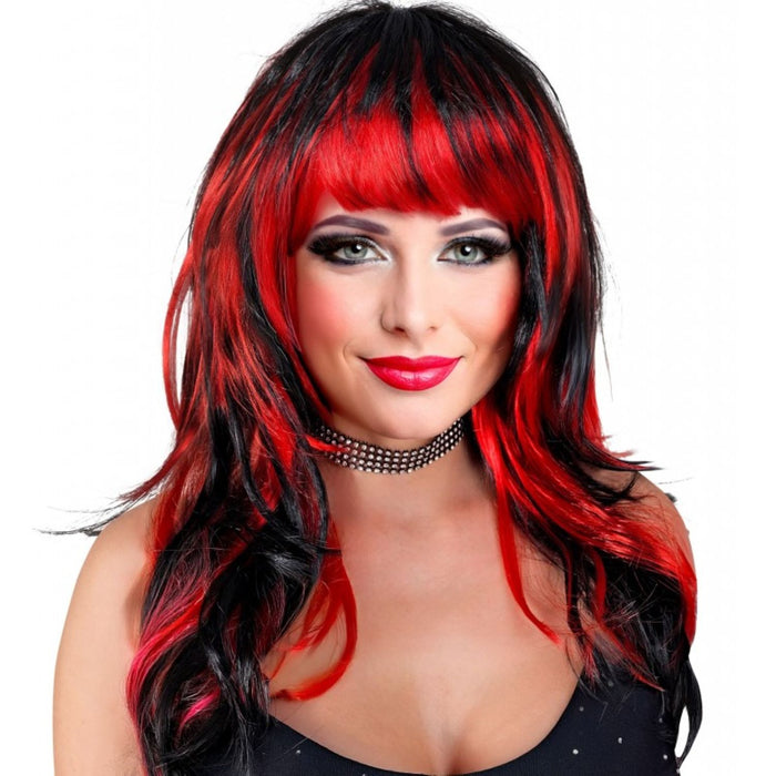 Damen Perücke "Vampirin" | Schwarz/Rot