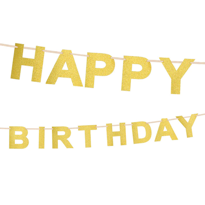 „Happy Birthday“ Buchstabengirlande 2,25 m | Gold