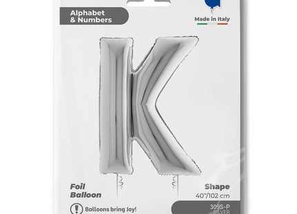 Riesenbuchstabe Folienballon 40"/102cm | Silber #K