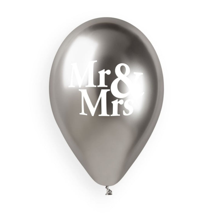 Latexballon 33 cm Mr&Mrs + Just Married Roségold Silber | 5 Stück