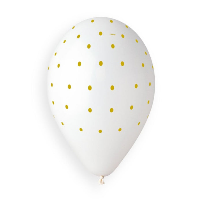 Latexballon 33 cm Chic Dots Weiß Schwarz Gold | 5 Stück