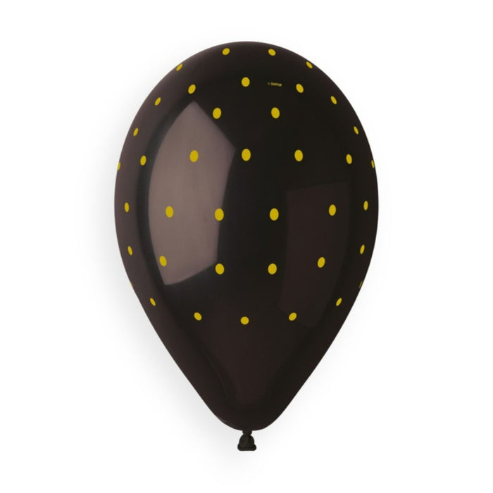 Latexballon 33 cm Chic Dots Weiß Schwarz Gold | 5 Stück
