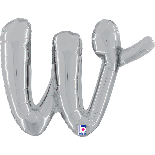 ABC14 Buchstabe W Skript silber 36 cm