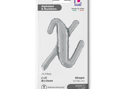 ABC14 Buchstabe X Skript silber 36 cm