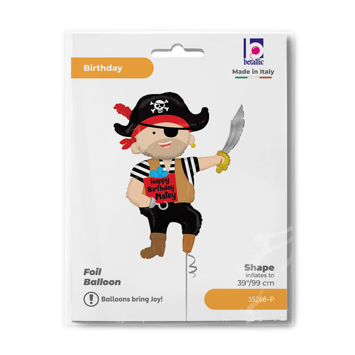 SuperShape Folienballon "Happy Birthday" Pirat | 112 cm