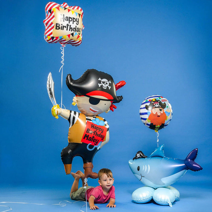 SuperShape Folienballon "Happy Birthday" Pirat | 112 cm