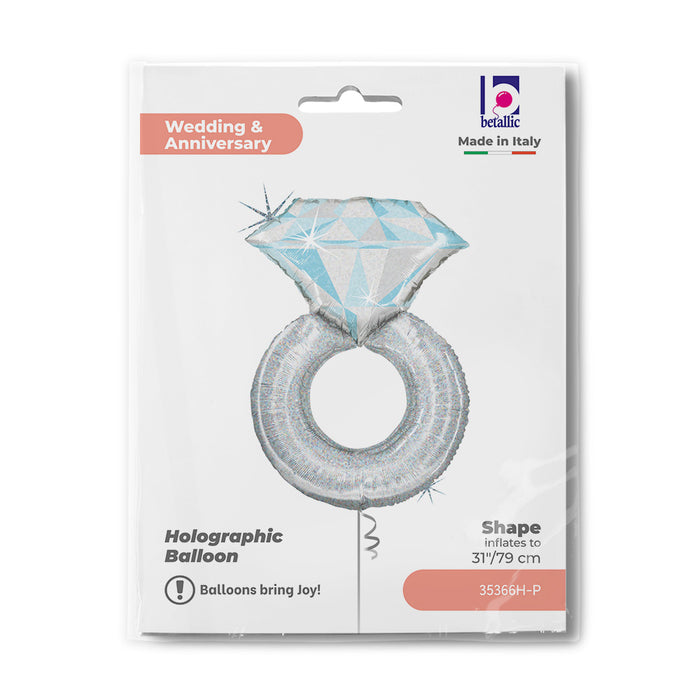 Shape Folienballon "Diamantring Silber" | 94 cm
