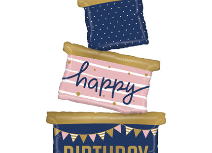 ABC Shape Folienballon | Navy Birthday Gift Trio - 130cm