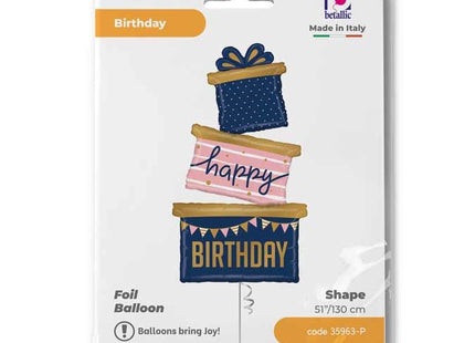 ABC Shape Folienballon | Navy Birthday Gift Trio - 130cm