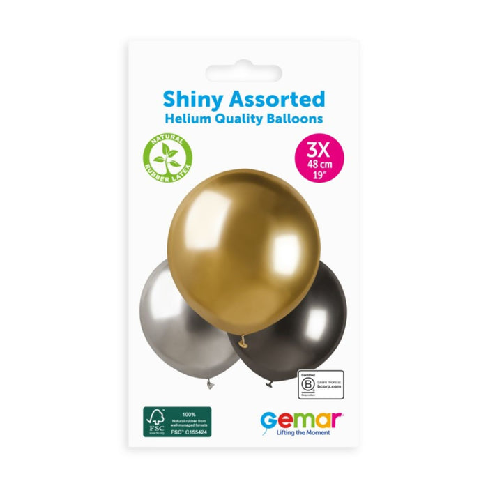 Latexballon 48 cm Gold Silber Grau | 3 Stück