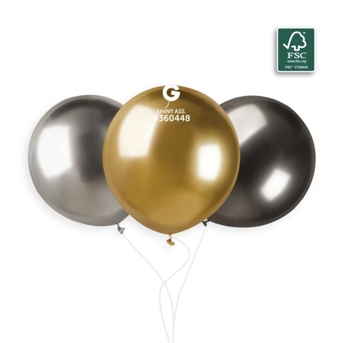 Latexballon 48 cm Gold Silber Grau | 3 Stück