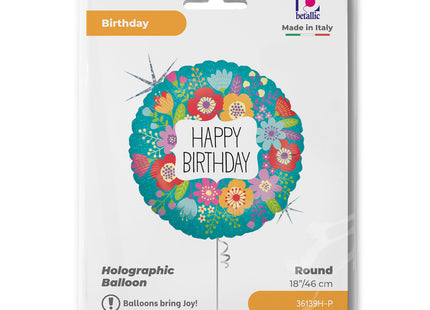 ABC18 Happy Birthday Wildblumen Glitter 46 cm