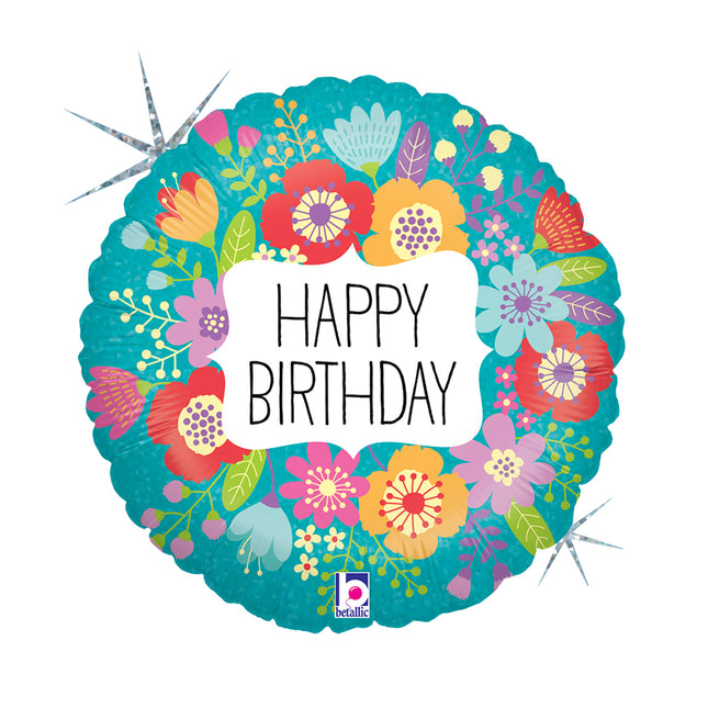 ABC18 Happy Birthday Wildblumen Glitter 46 cm