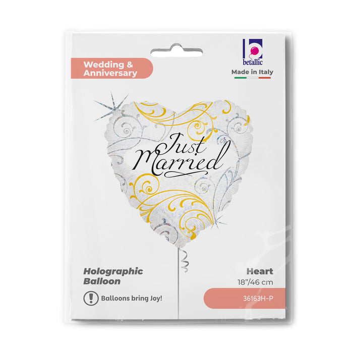 ABC18 Just Married Herz Holo Glitter 46 cm