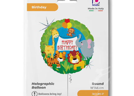 ABC18 Happy Birthday Dschungeltiere Holo/Glitter 46 cm