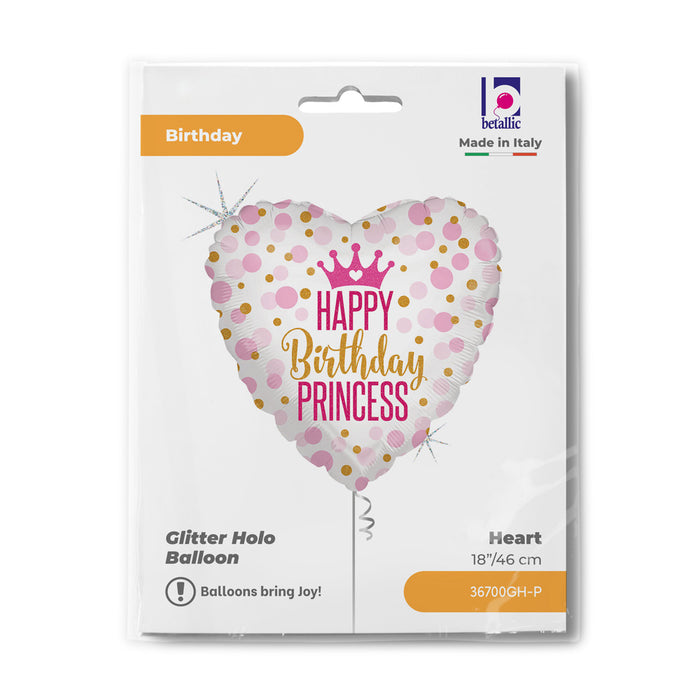 ABC18 Happy Birthday Princess Glitter 46 cm