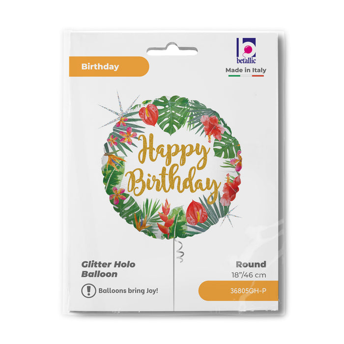 ABC18 Folienballon "Happy Birthday Tropical" | Ø 46 cm