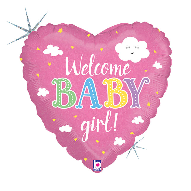 ABC18 Baby Welcome Girl Herz Holo/Glitter 46 cm