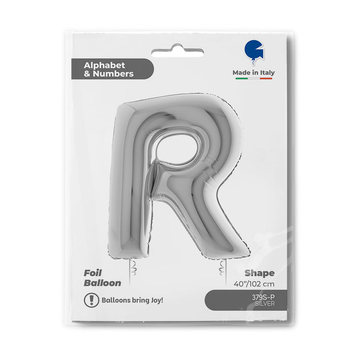 Riesenbuchstabe Folienballon 40"/102cm | Silber #R