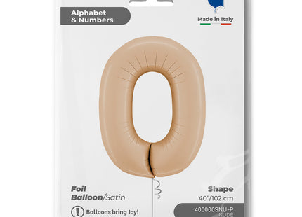 Riesenzahl Folienballon 40"/102cm | Satin Nude #0