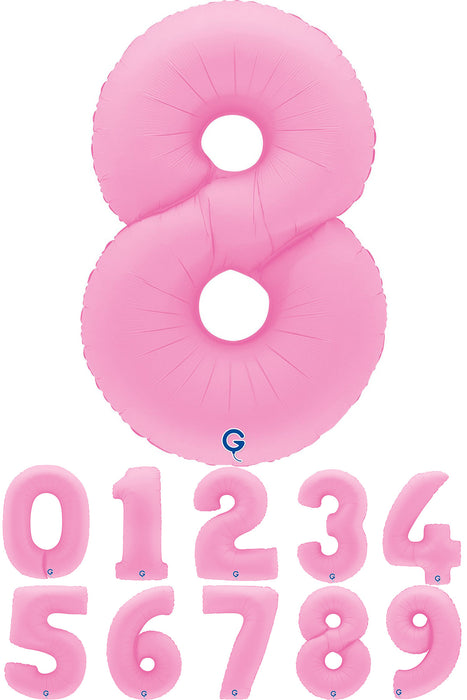 XXL Zahlen Folienballon 40"/102cm | Matte Sakura Pink