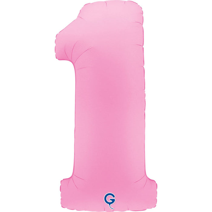XXL Zahlen Folienballon 40"/102cm | Matte Sakura Pink