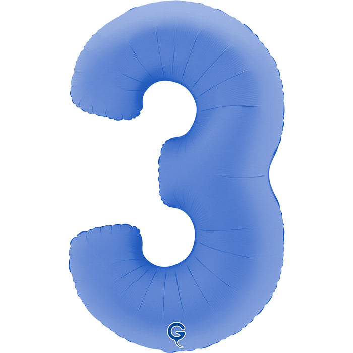 Riesenzahl Folienballon 40"/102cm | Matt Lotus Blue