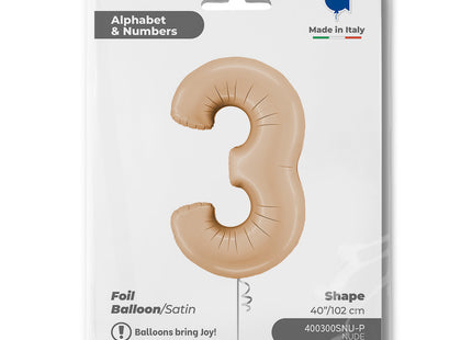 Riesenzahl Folienballon 40"/102cm | Satin Nude #3