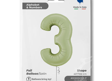Riesenzahl Folienballon 40"/102cm | Satin Olive #3