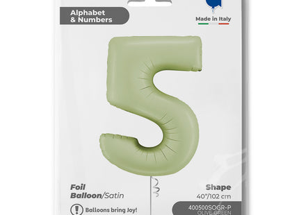 Riesenzahl Folienballon 40"/102cm | Satin Olive #5