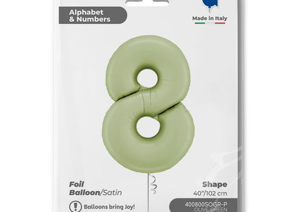 Riesenzahl Folienballon 40"/102cm | Satin Olive #8