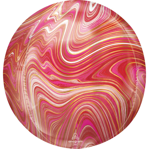 ABC 3D Orbz Folienballon "Marblez" Rot Pink | 38 x 40 cm