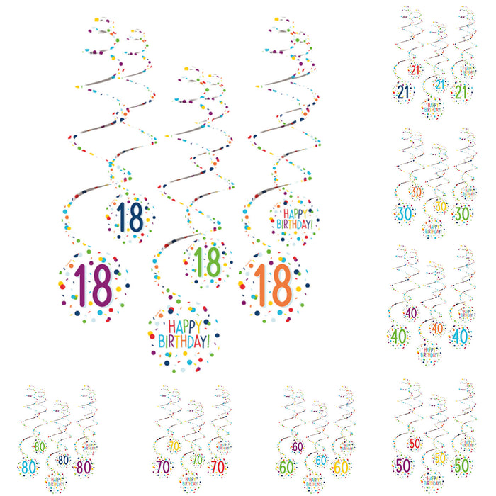 "Confetti Birthday" Spiralgirlanden | 6 Stk.